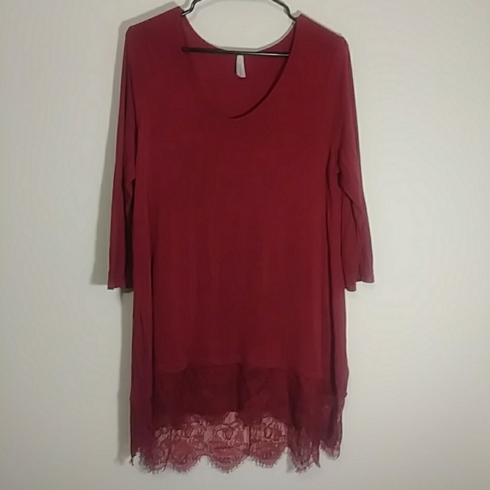 Long tunic shirt with quarter lenght sleeves